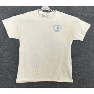 Mens Large Busch Light Fishing Graphic T Shirt White Brew City Cotton Tee